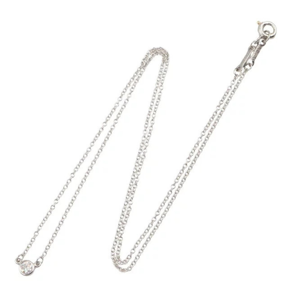 Tiffany Co By the Yard Necklace Platinum Diamond Silver Clear Tone Silver